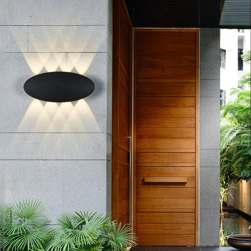 Lámpara de pared LED ovalada moderna y sencilla de 4 W para exteriores e interiores, resistente al agua IP65, luz cálida, voltaje de 85 V a 265 V.