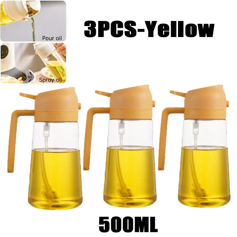 Botella pulverizadora de aceite de 200/300/500 ml para barbacoa, cocina, aceite de oliva, pulverizador de aceite de plástico para hornear, botella vacía, botella de vinagre o pincel de aceite