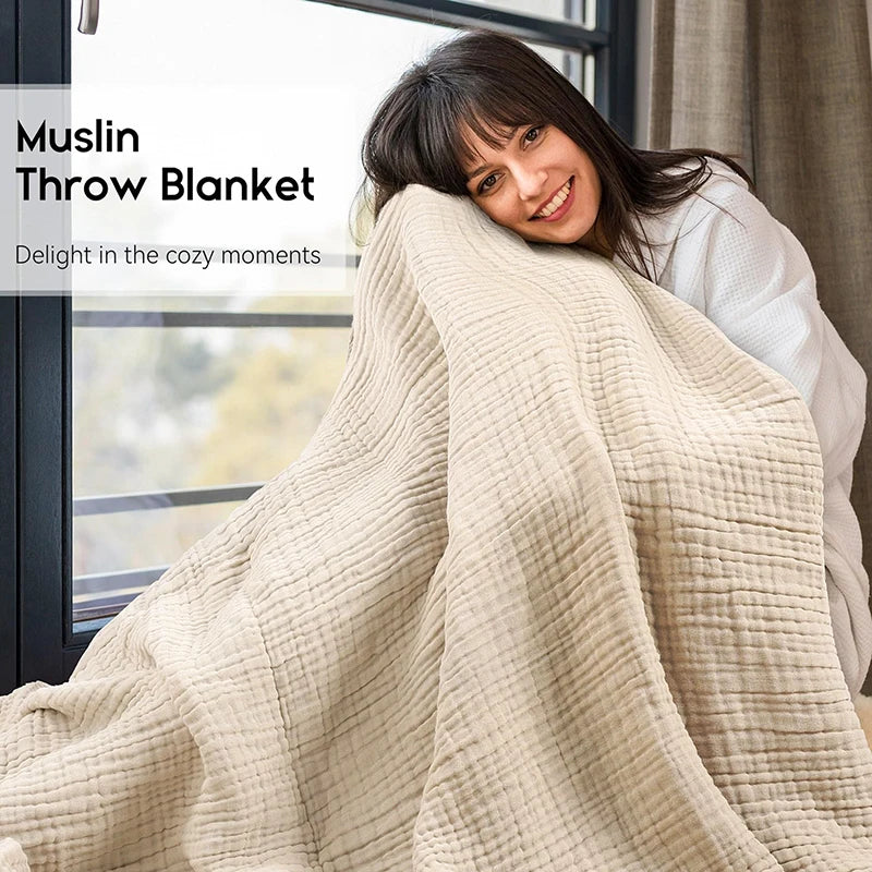 Manta Battilo 100% algodón muselina para sofá, 6 capas, transpirable, ligera, estilo bohemio, ideal para sofá cama, mantas grandes de verano.