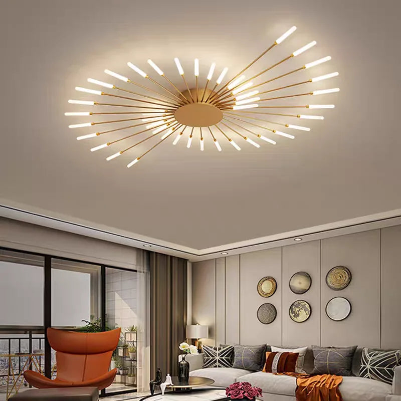 Lámpara de techo LED con forma de flor de diseño nórdico para comedor y sala de estar, iluminación Sputnik para decoración del hogar, cocina, dormitorio infantil, lámpara de araña