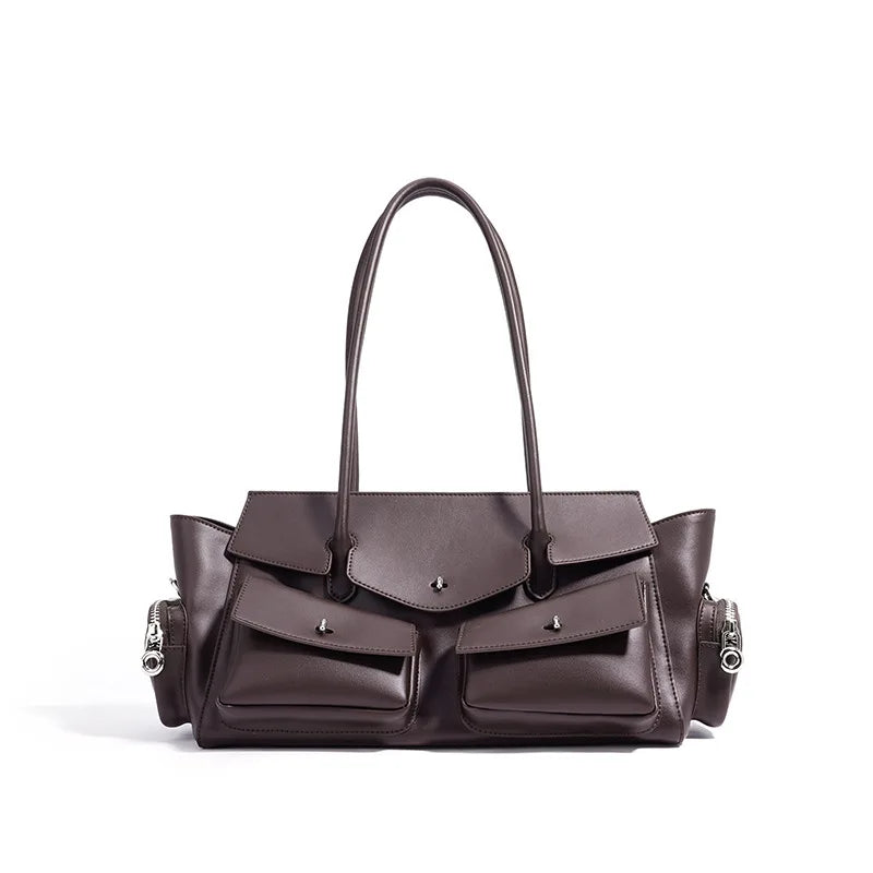 Bolso de mujer nuevo, de lujo, de diseñador, de piel auténtica, bolso de hombro para mujer, estilo vintage, con múltiples bolsillos, bolsos de piel de vacuno.
