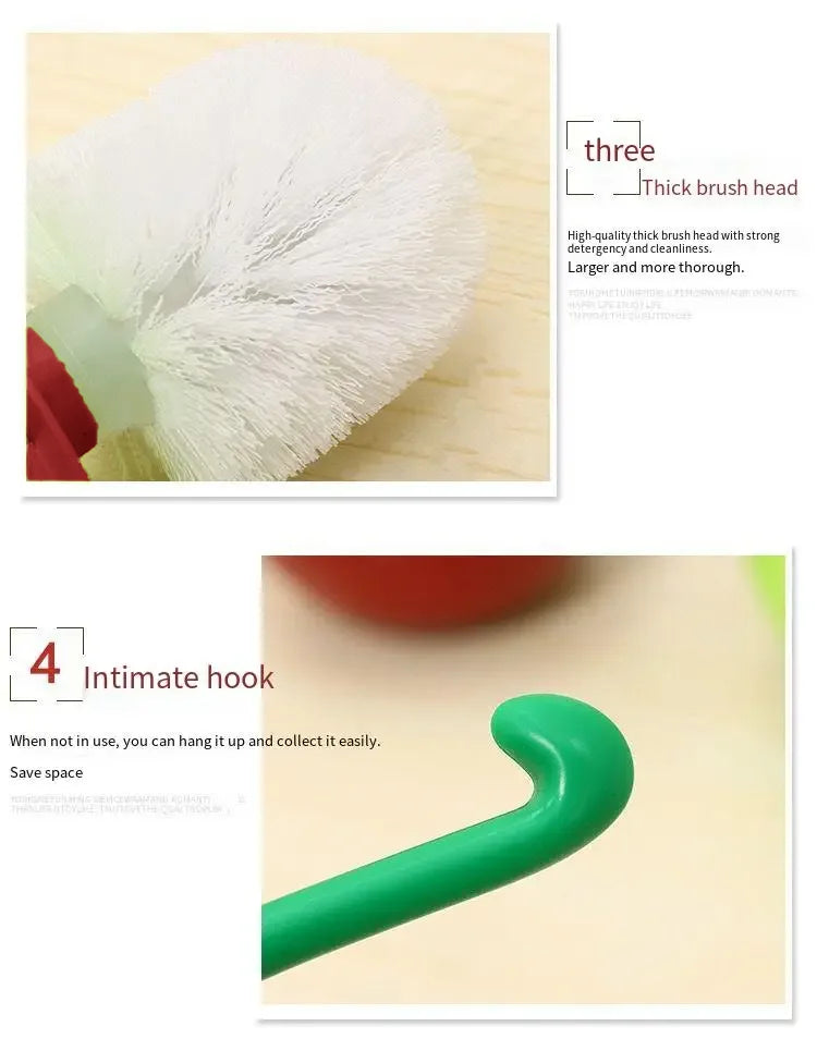 1 pieza de cepillo de inodoro rojo con forma de cereza creativa y encantadora, juego de soporte para cepillo de inodoro y accesorios de baño