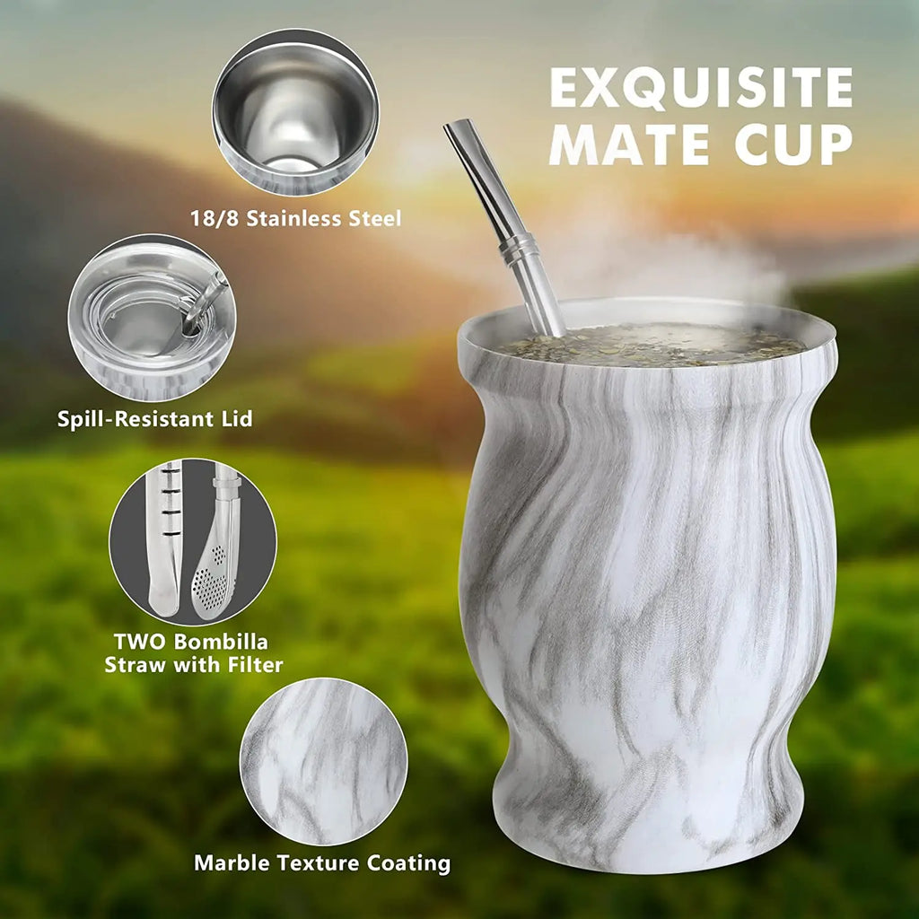 Juego de mate de calabaza natural con tapa (mate tradicional original - 230 ml) | Incluye 2 bombillas (pajitas para mate)