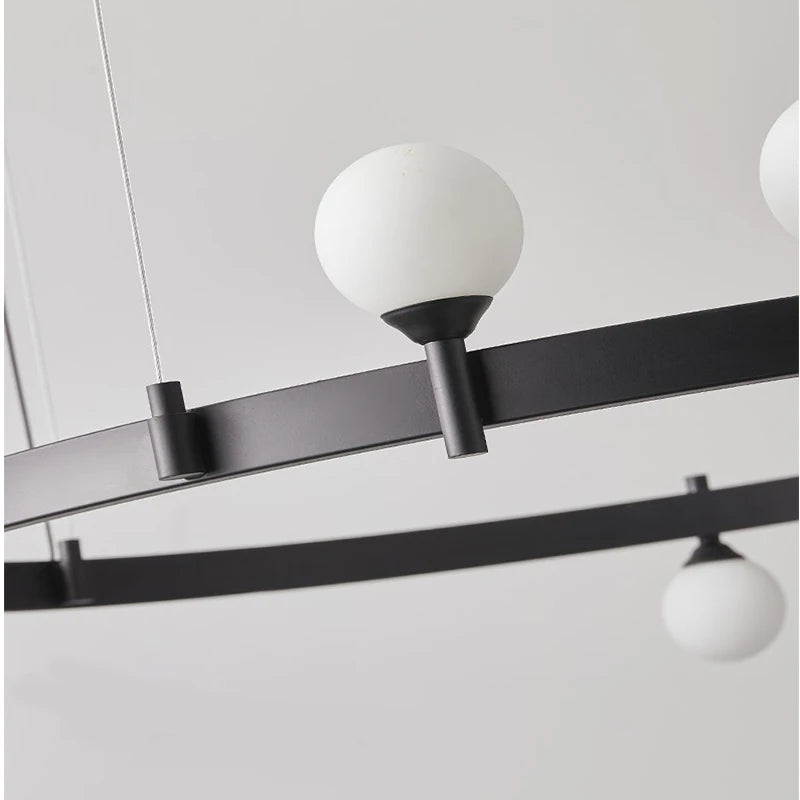 Lámpara minimalista nórdica posmoderna creativa negra para decoración de sala de estar, dormitorio, cafetería, lámpara redonda, comedor, candelabro