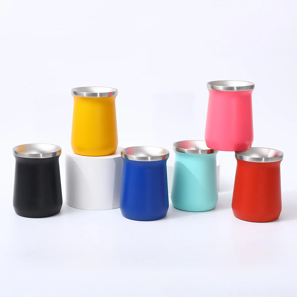 Mate de doble pared con diseño creativo de Sudamérica, termo de 240 ml (8 oz) para  mate.