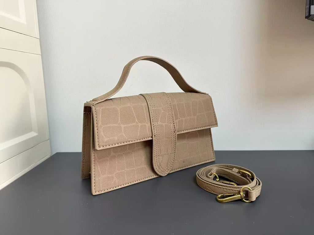 Bolso de mano para mujer de 24"Ja 2026, nuevo, de microfibra esmerilada con relieve, bandolera individual.