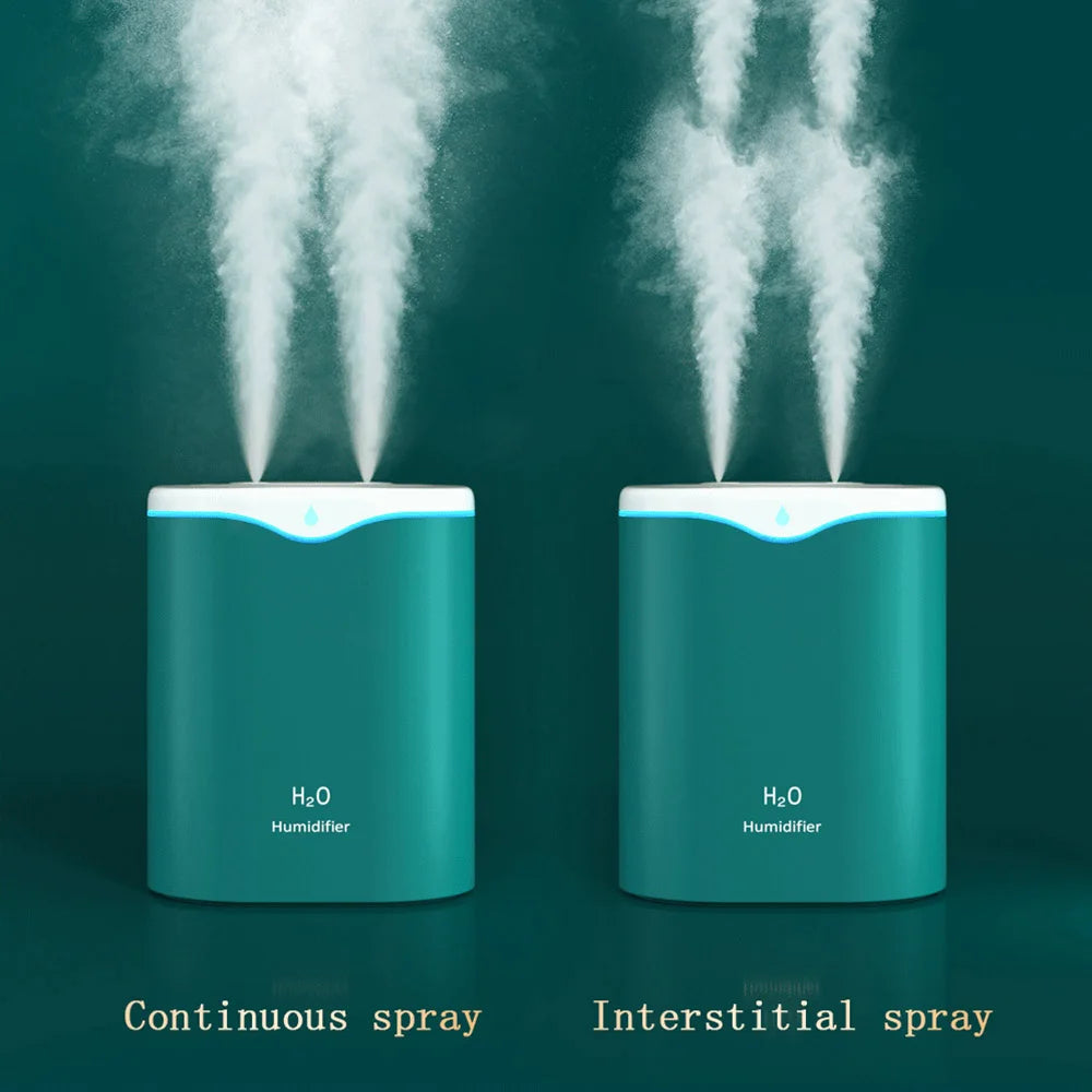 Humidificador de doble pulverización de gran capacidad de 2 litros USB para el hogar, la oficina y el escritorio, difusor de aroma, purificador de niebla, aceite esencial, humidificador de aire