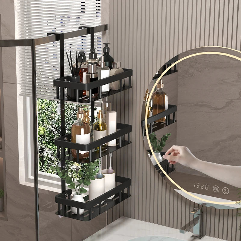 Estante de almacenamiento de tres niveles para pared de baño, estante para puerta, estante para gel de ducha, estante de almacenamiento para artículos de baño