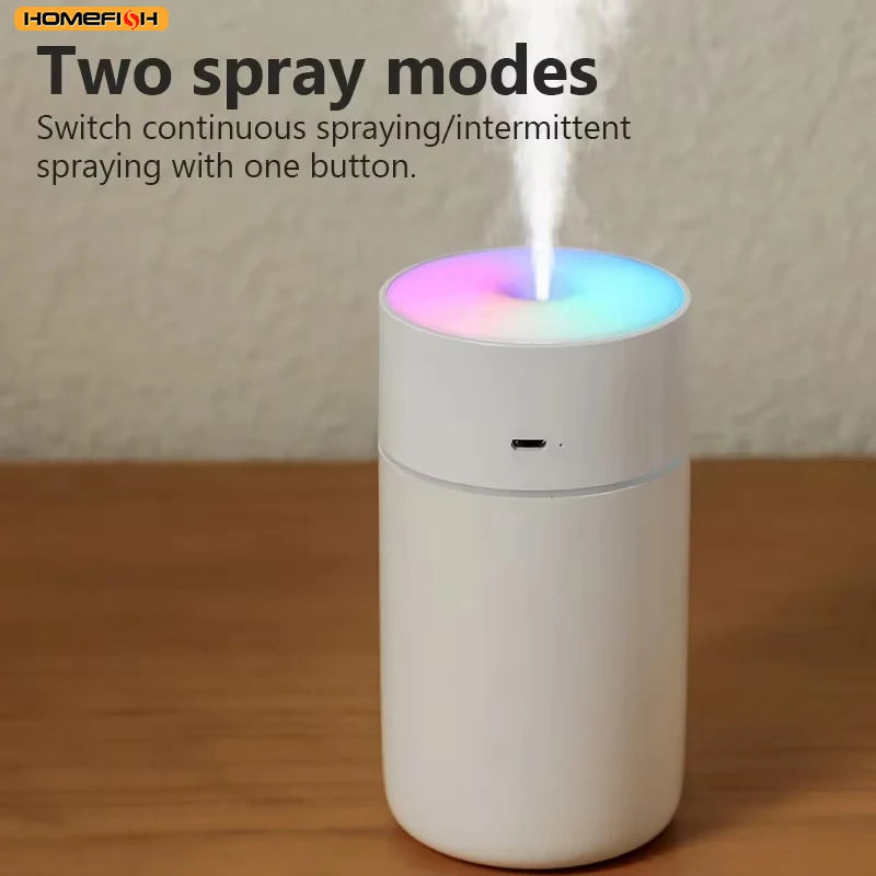 Humidificador de aire portátil mini HOMEFISH colorido, recargable por USB, inalámbrico, difusor de aroma para el hogar y el coche, atomizador de aceites esenciales