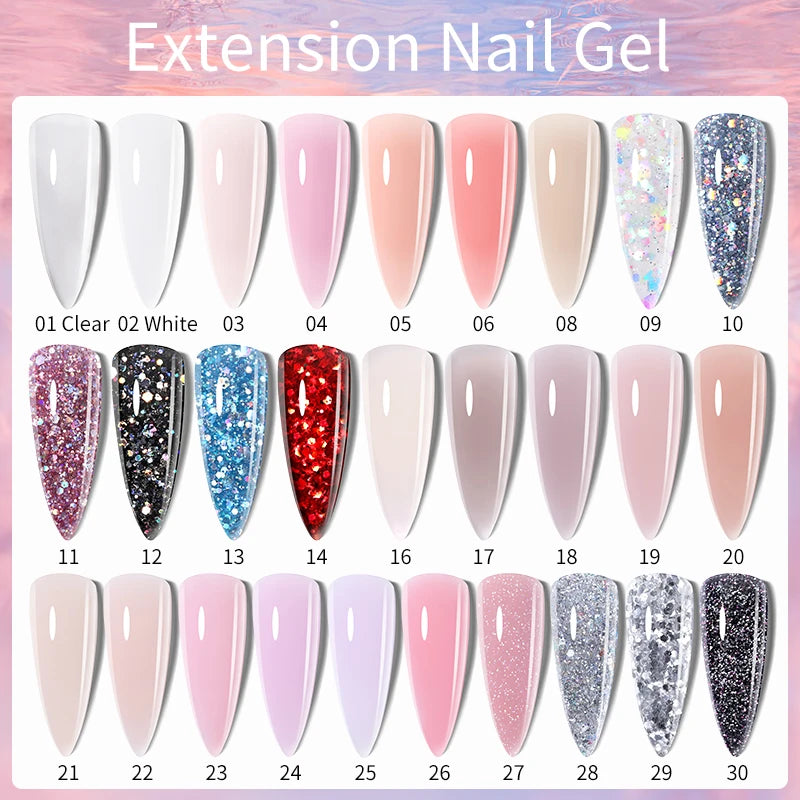 Kit de gel para extensión de uñas LILYCUTE de 15 ml, solución acrílica, esmalte en gel con lámpara para uñas para una rápida extensión, gel UV para uñas.