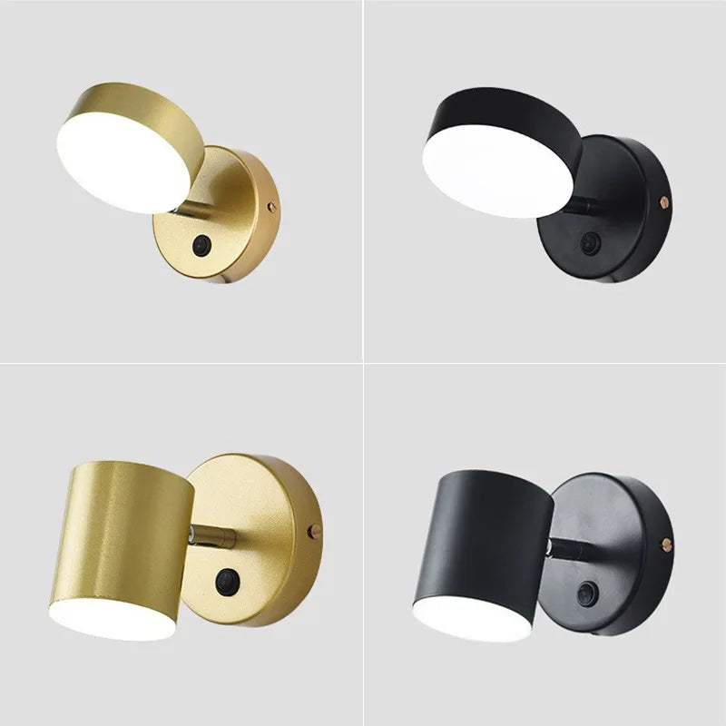 Mini lámpara de pared LED recargable con interruptor moderno, luces nocturnas, foco de lectura, lámpara de mesita de noche para dormitorio, iluminación decorativa, aplique de pared