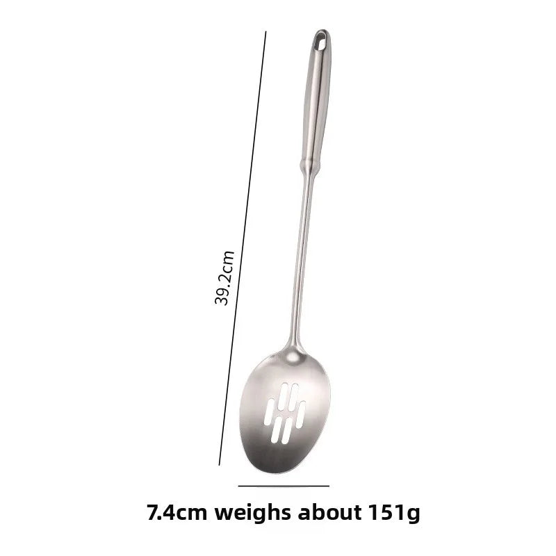 Utensilio para cocinar, servir y mezclar. Herramienta de cocina. Cuchara de cocina ranurada de acero inoxidable. Colador de metal grande para chef.