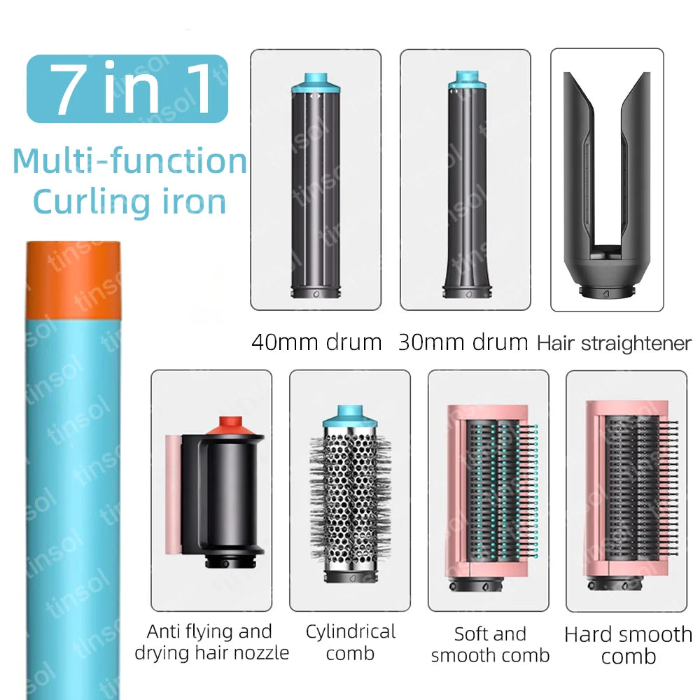 Set multifuncional 7 en 1 de secador, rizador y plancha de pelo: consigue resultados de peluquería en casa.