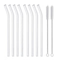 4/8 piezas de pajitas de vidrio reutilizables, pajitas de vidrio transparente para beber, tubos de 8 pulgadas y 8 mm, pajitas para zumos, batidos, té, vasos, juego de pajitas para bebidas