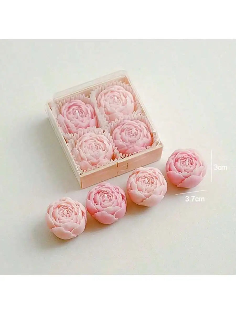 Juego de 4 velas aromáticas de rosas hechas a mano, velas perfumadas, velas con forma de ramo hechas a mano, decoración para el hogar, ideales como regalo de San Valentín.