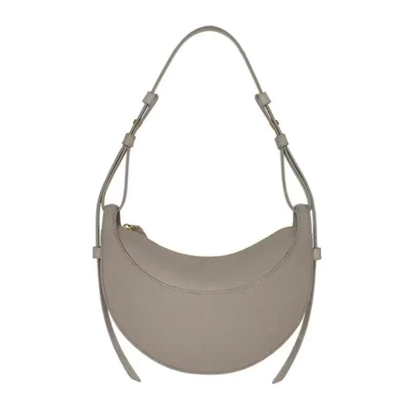 Bolso de hombro de moda para mujer 2026, bolso en forma de media luna, bolso bandolera con cremallera de diseño exclusivo.