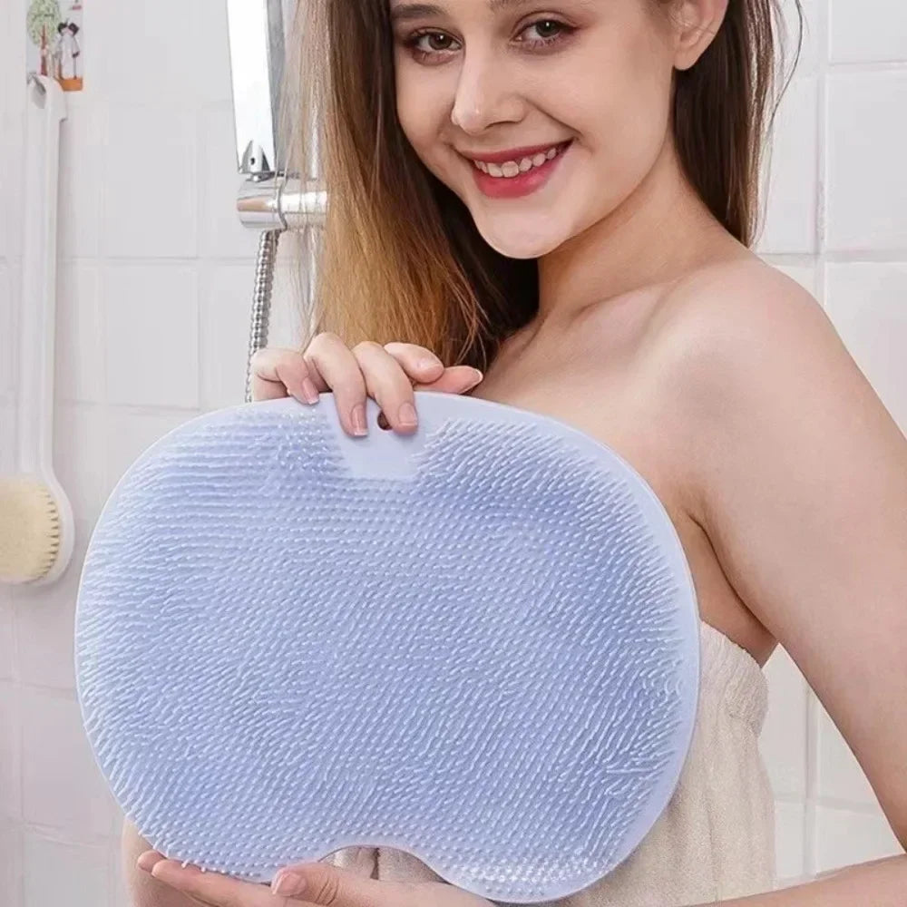 Estropajo de ducha, almohadilla de masaje de silicona para ducha, montado en la pared, cepillo de masaje de espalda reutilizable, alfombrilla de ducha para lavar los pies.