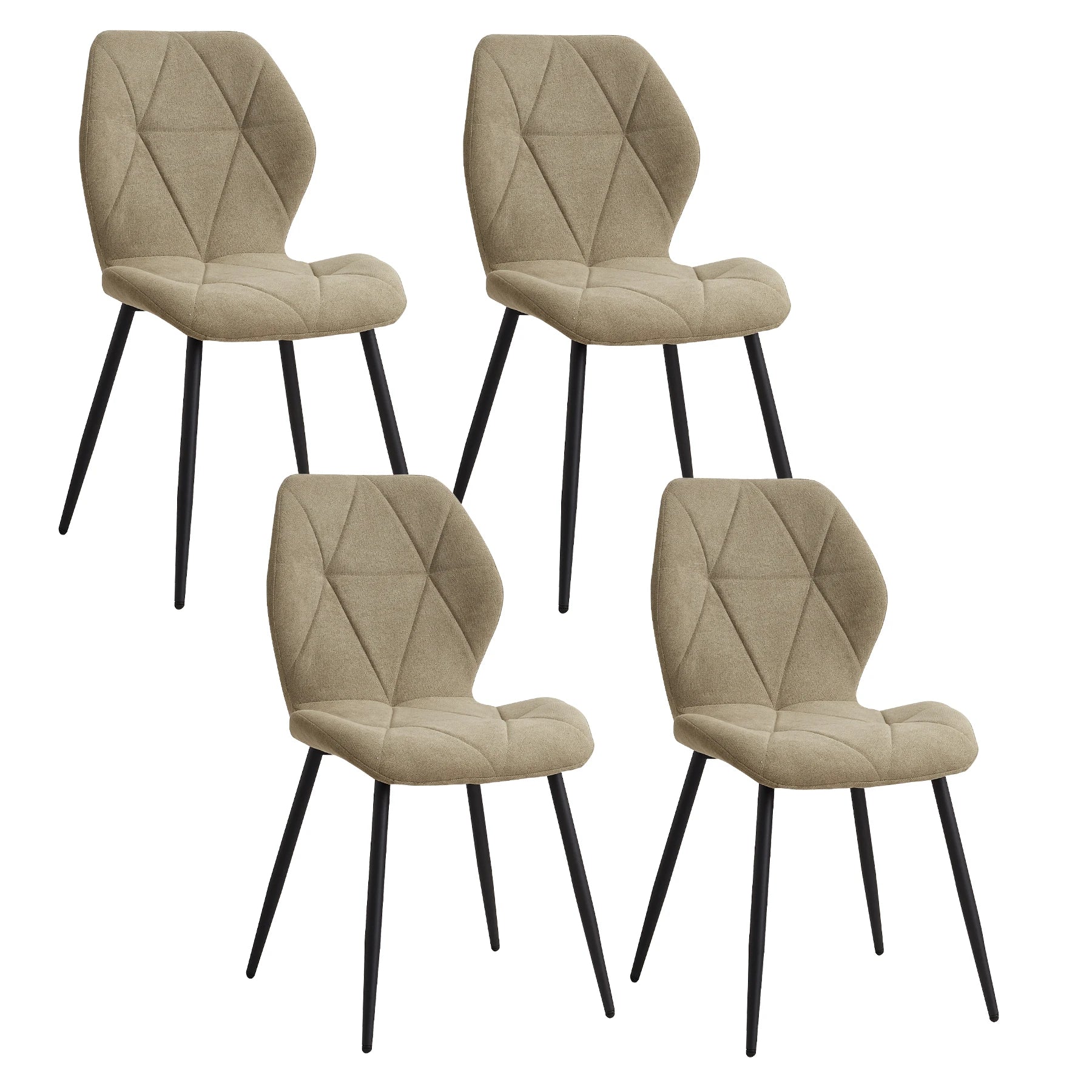 Juego de 2/4/6 sillas de comedor EGOONM, tapizadas en tela de lino acolchada, con patas de metal, ideales para balcón, restaurante o comedor.