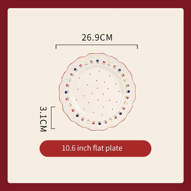 Vajilla de cerámica vintage de alta calidad: cuenco para sopa, plato para ensalada y plato para pasta. Apta para microondas. Juego de platos y cuencos de cerámica de colores.