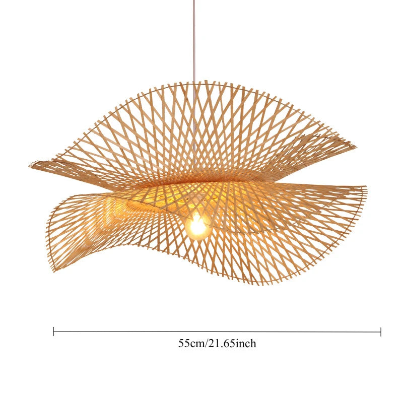 Lámpara colgante de bambú, altura ajustable, hecha a mano, de 45/55 cm, ideal para isla de cocina, comedor o estilo rústico.
