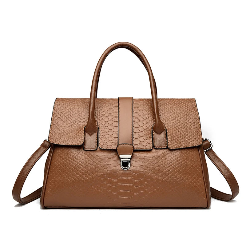 Bolso grande de alta calidad con estampado de serpiente, bolsos de piel, bolso de hombro para mujer, bolso de compras para mujer, bolso de mano informal de moda, bolso de mano Sac