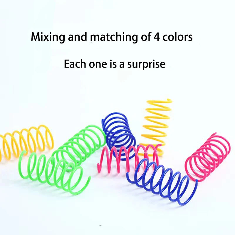 4 piezas de juguetes para gatitos y gatos, juguetes de resorte anchos, duraderos y de calibre grueso para gatos, resortes coloridos, juguetes para mascotas, resortes espirales de bobina para mascotas.