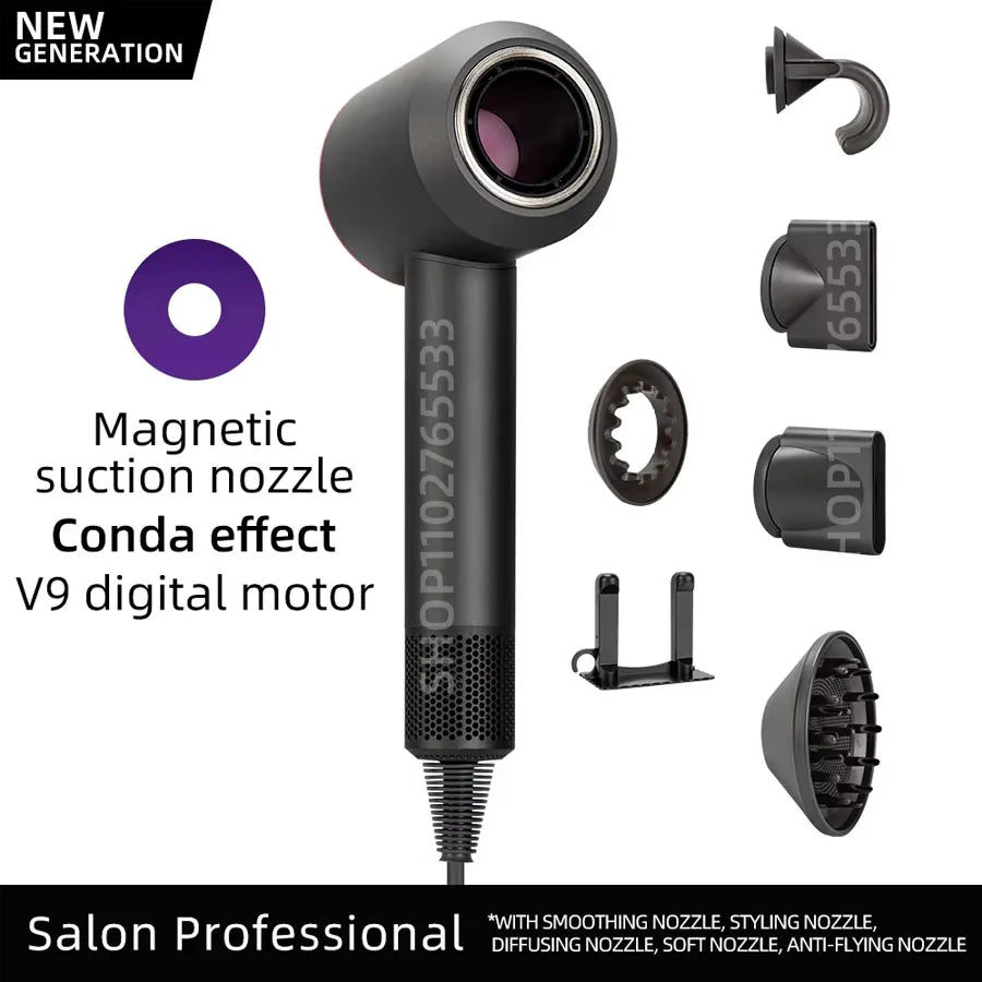 Secador de pelo iónico 5 en 1 con difusor. Aparatos profesionales para el cuidado del cabello. Secador de pelo sin aspas para peluquería femenina. Súper secador de pelo.