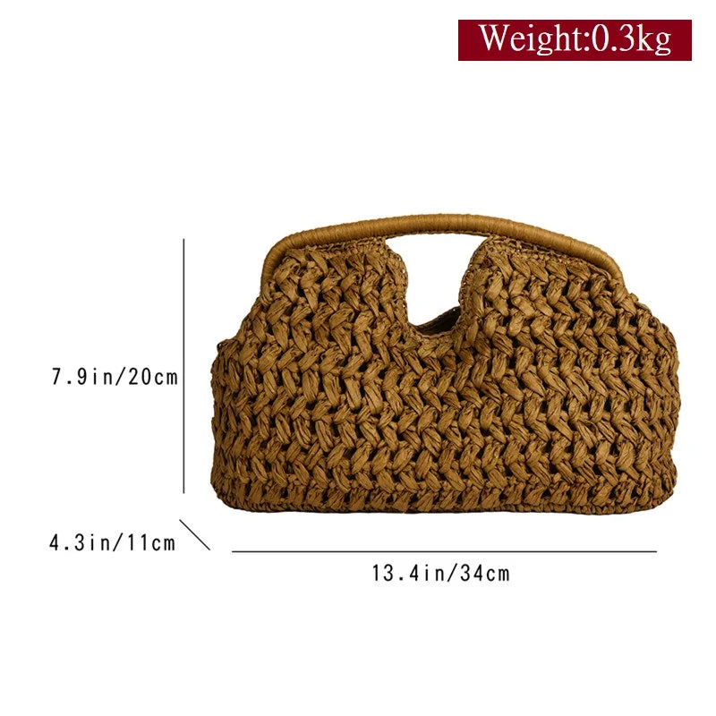 Nuevo bolso de playa de verano para mujer, bolso de mano de lujo de diseñador, bolsos de paja, bolso tote, bolsos de moda de ratán tejido, bolso de viaje para mujer