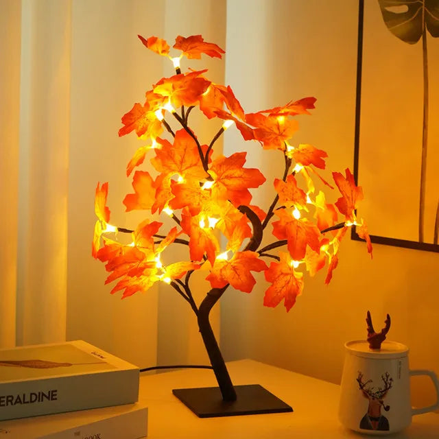 Lámpara de mesa con 24 luces LED de rosas rojas en forma de árbol, luz nocturna de hadas con forma de flor para decoración del hogar, fiestas, Navidad, bodas y dormitorios. Regalo ideal.