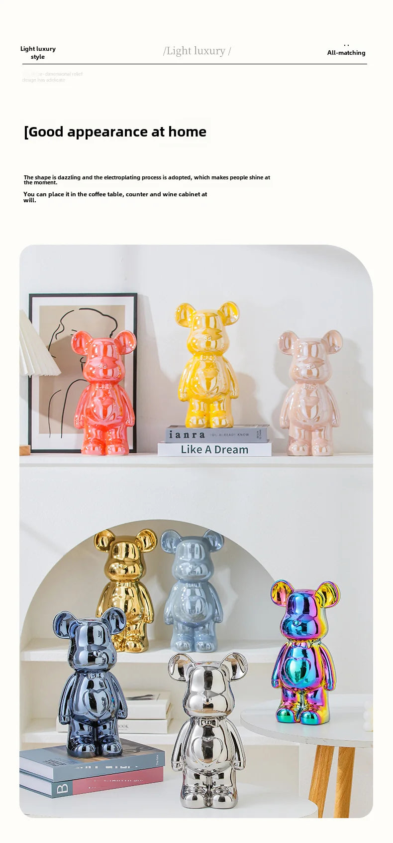 17/27/cm Oso estético Ladrillo Estatua de cerámica Oso de peluche decoración figura de acción Esculturas Adorno para habitación Decoración del hogar Manualidades