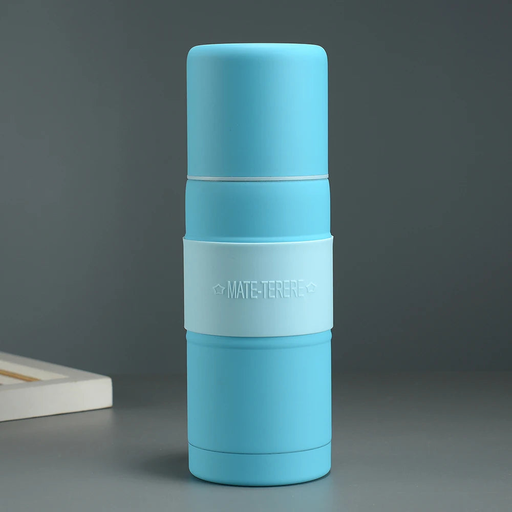 TERMO de acero inoxidable con aislamiento al vacío, portátil con pajita filtrante, para preparar té de hojas sueltas y yerba mate.