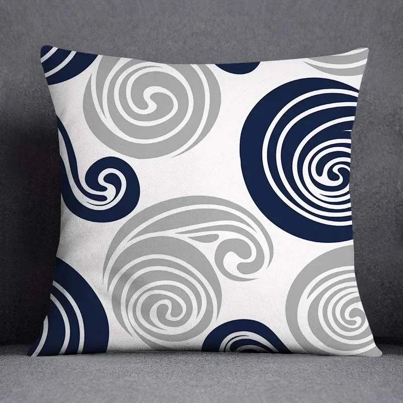 Funda de cojín de 45x45 cm con estampado geométrico, poliéster, azul grisáceo, funda de almohada para sofá, cojín decorativo, funda de almohada para el hogar