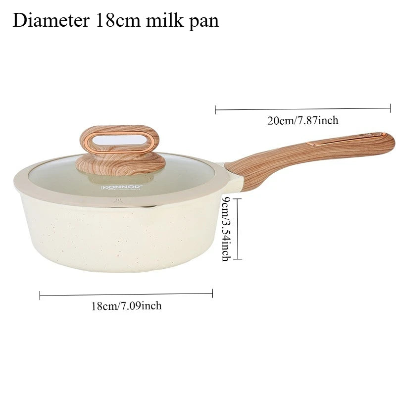 Juego de ollas y sartenes de cerámica DONNOR, juego de utensilios de cocina antiadherentes para inducción, juego de cocina con sartenes.