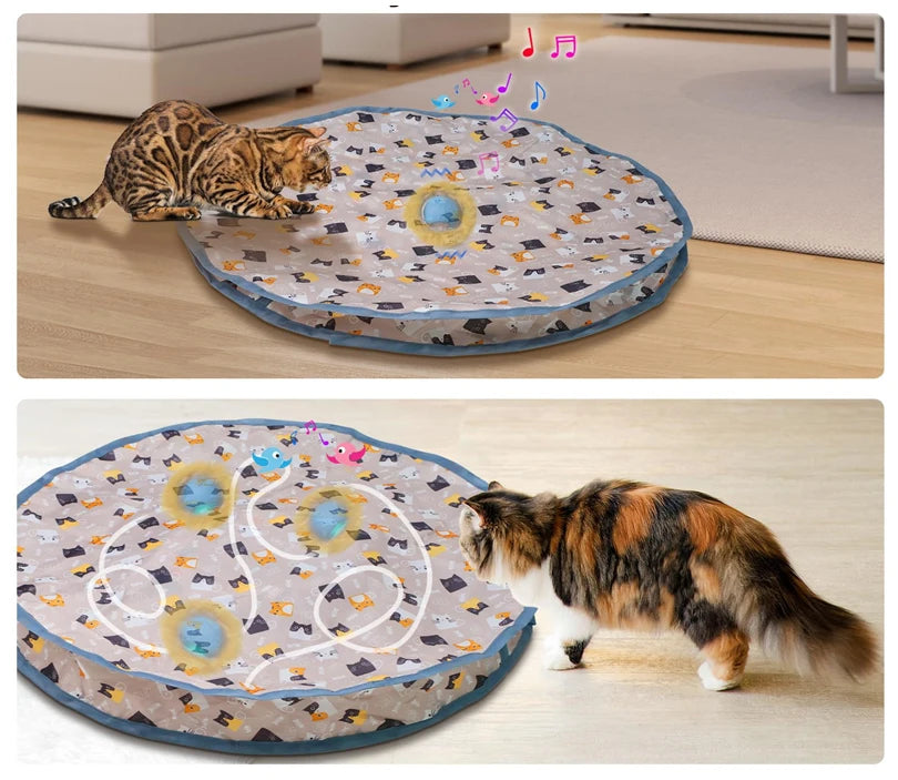 Juego de fundas para pelotas interactivas para gatos, rodadura rápida en bolsa, juguete para gatitos de escondite, juguete interactivo para gatos activado por movimiento, para interiores
