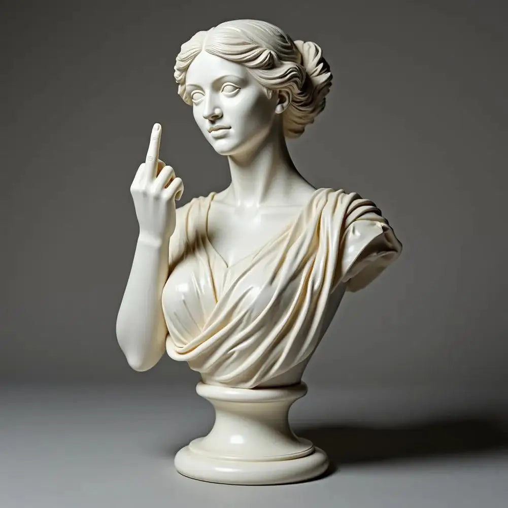 Estatua divertida de resina de la diosa vienesa con el dedo medio, decoraciones personalizadas para el hogar, el jardín, la oficina y la mesa. Regalos especiales.