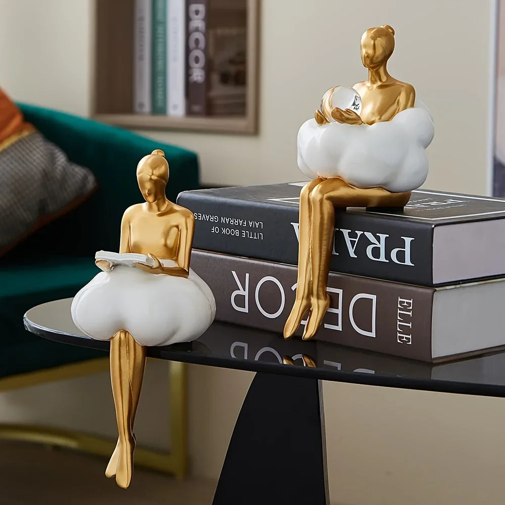 Escultura Chica Nube, Figura de Arte Abstracto, Estatua, Decoración Moderna de Mesa, Decoración de Lujo para el Hogar, Diseño Estético, Figurita, Artesanía