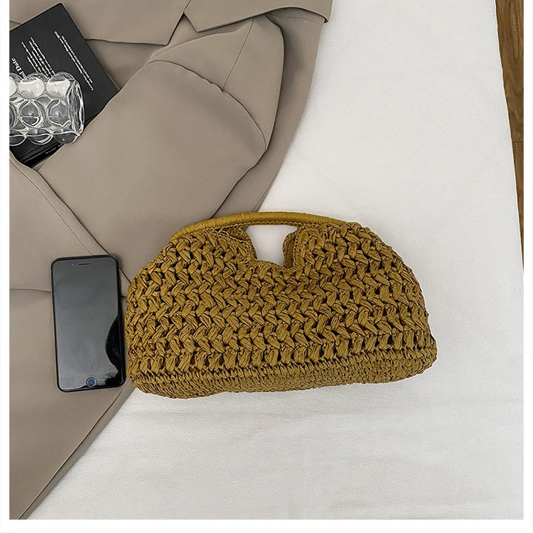 Nuevo bolso de playa de verano para mujer, bolso de mano de lujo de diseñador, bolsos de paja, bolso tote, bolsos de moda de ratán tejido, bolso de viaje para mujer