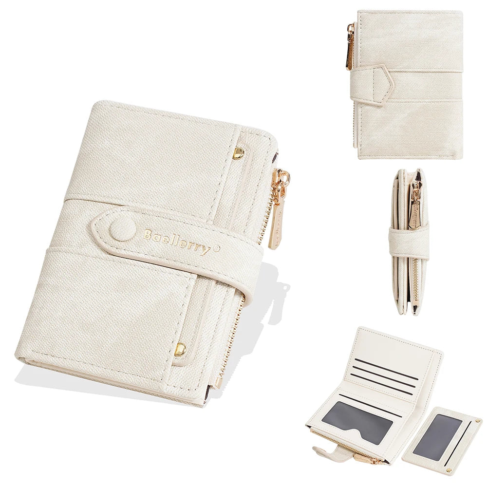 Carteras cortas de mujer Baellerry New Fashion con cremallera, monederos de alta calidad, monedero para mujer con clip para tarjetas desmontable.