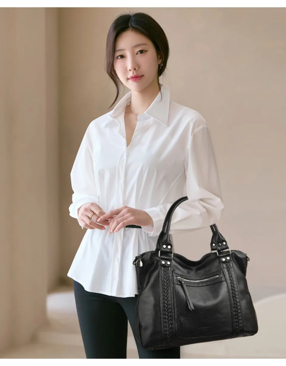 Bolsos de hombro y bandolera de piel suave de marca auténtica para mujer, bolsos de mano de lujo, bolsos de diseñador informales tipo tote y bandolera.