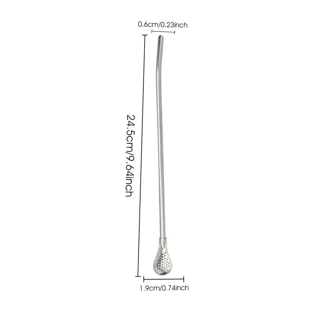 Pajitas reutilizables para beber té, cuchara, filtro de té de yerba mate, bombilla, pajita de acero inoxidable para cóctel, cuchara, herramienta de bar de té #W0
