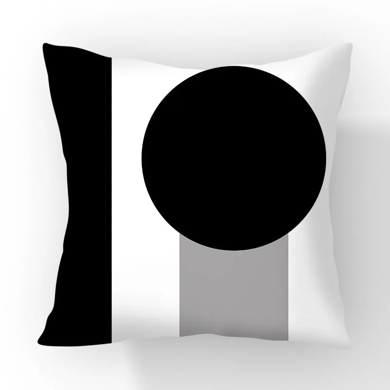 Funda de cojín geométrica en blanco y negro VIKAMA, funda de cojín moderna y minimalista para sofá de salón, funda de almohada para coche, decoración del hogar
