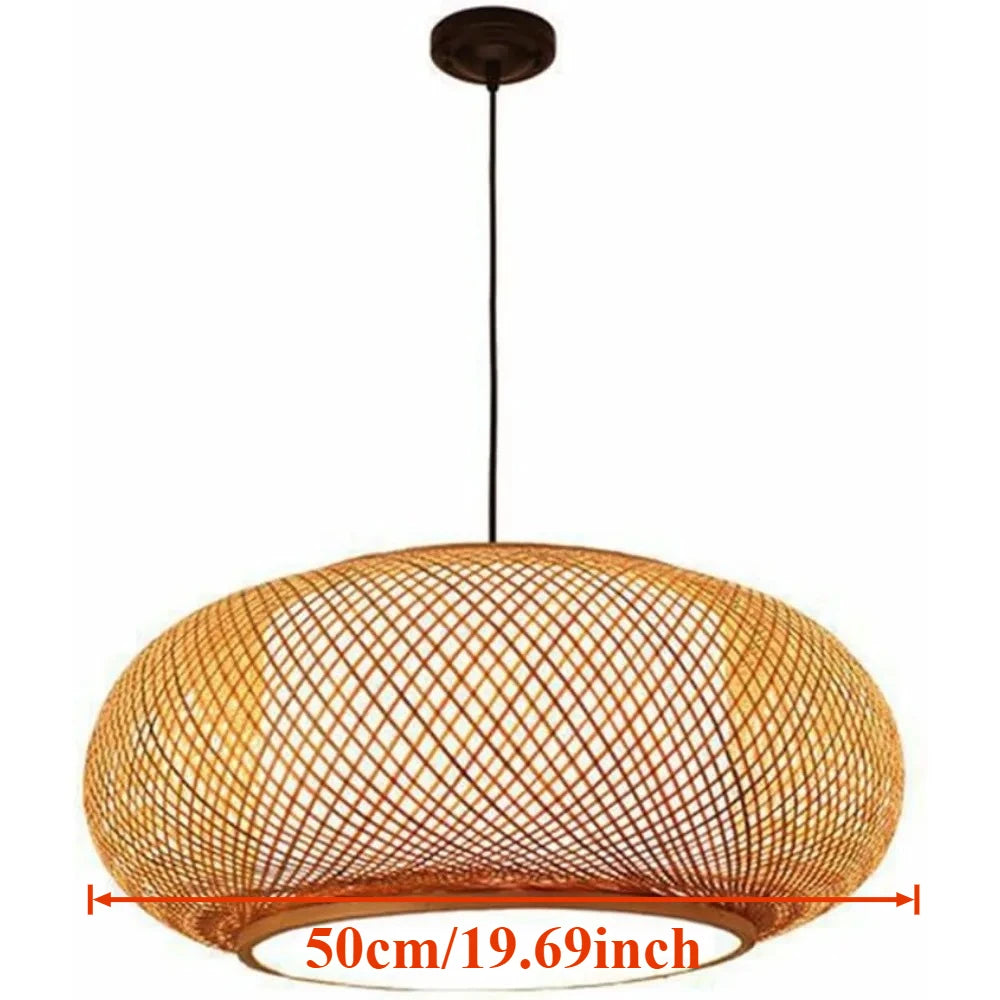 Lámparas colgantes antiguas de bambú tejido, 40/50 cm, lámpara de techo colgante de bambú tejida a mano, estilo chino, casquillo E27.