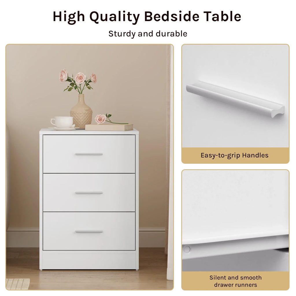 WOLTU Juego de 2 mesitas de noche de 39x54x28cm con 3 cajones, mueble de almacenamiento moderno para dormitorio y sala de estar.