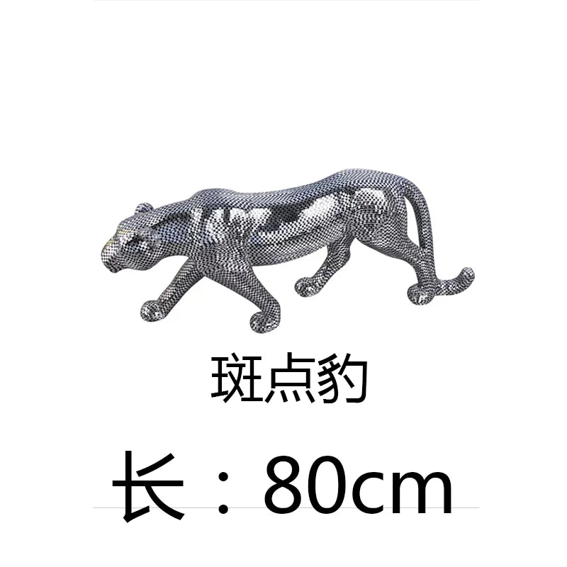 Adornos largos de leopardo para decoración de sala de estar, figuras escultóricas, hogar moderno, mueble de TV, estatua de escritorio de oficina, 82 cm personalizados