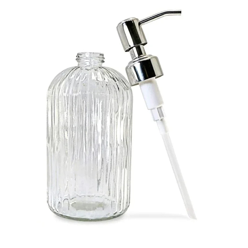 Dispensador de jabón para baño, vidrio transparente, vacío, para rellenar, para detergente, cocina, desinfectantes de manos, gel de ducha, champú.