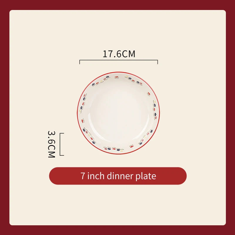 Vajilla de cerámica vintage de alta calidad: cuenco para sopa, plato para ensalada y plato para pasta. Apta para microondas. Juego de platos y cuencos de cerámica de colores.