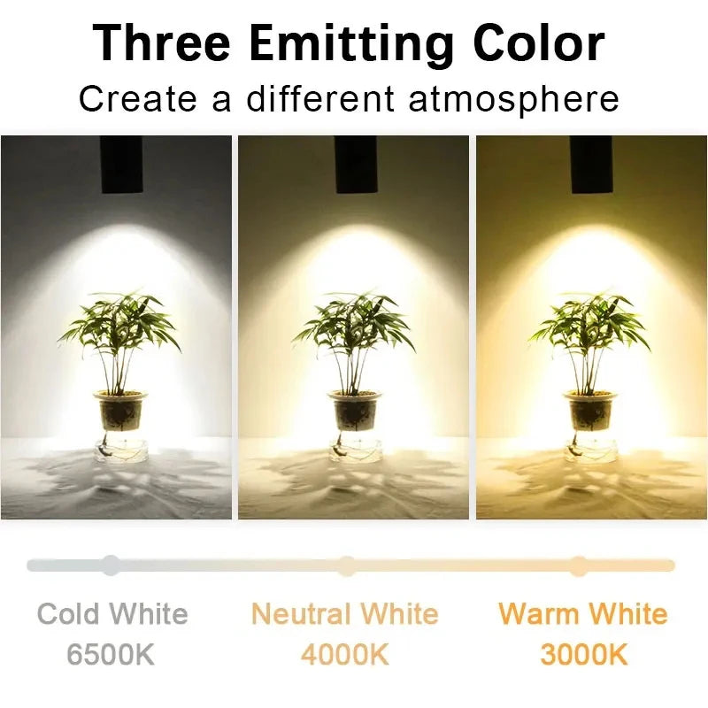 Juego completo de focos LED de riel de 50W, 40W y 20W con tecnología COB para iluminación de riel de techo en interiores, ideales para la decoración de salas de estar y cocinas.