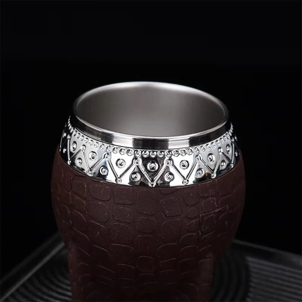 Taza para mate de acero inoxidable de doble capa con aislamiento térmico