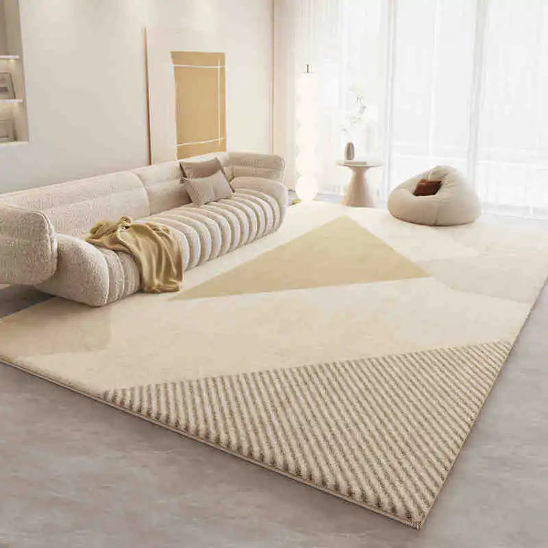 Alfombra de felpa suave, gruesa y antideslizante de color crema para sala de estar, dormitorio, hogar, sofá, mesa de centro. Alfombra antifrío.