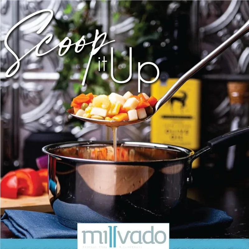 Utensilio para cocinar, servir y mezclar. Herramienta de cocina. Cuchara de cocina ranurada de acero inoxidable. Colador de metal grande para chef.